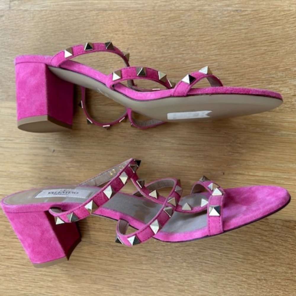 NWT VALENTINO ROCKSTUD ACCENTS SUEDE SLIDES